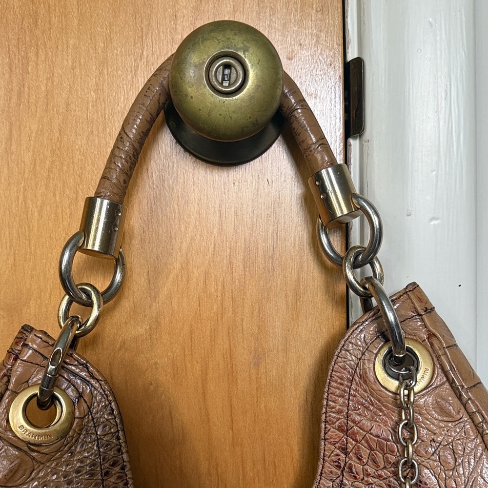 Brahmin Brown Crocodile like Embossed leather Bag - Picture 5 of 14